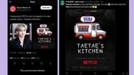 TaeTae's Kitchen claims to be fake. (Images via X/@AboutMusicYT and @ArmySince13613)